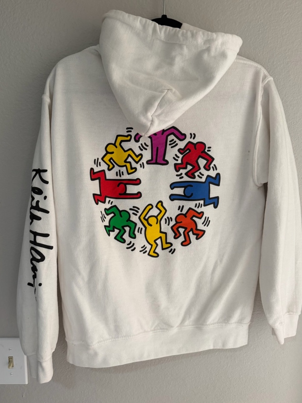 Men’s Keith Haring Hoodie Hooded Sweatshirt Sweater - Small - Black Red White